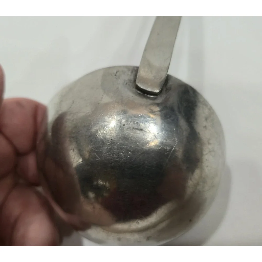 Vintage Ornate Serving Ladle 92% Tin Etain Handmade Silver Color Flatware